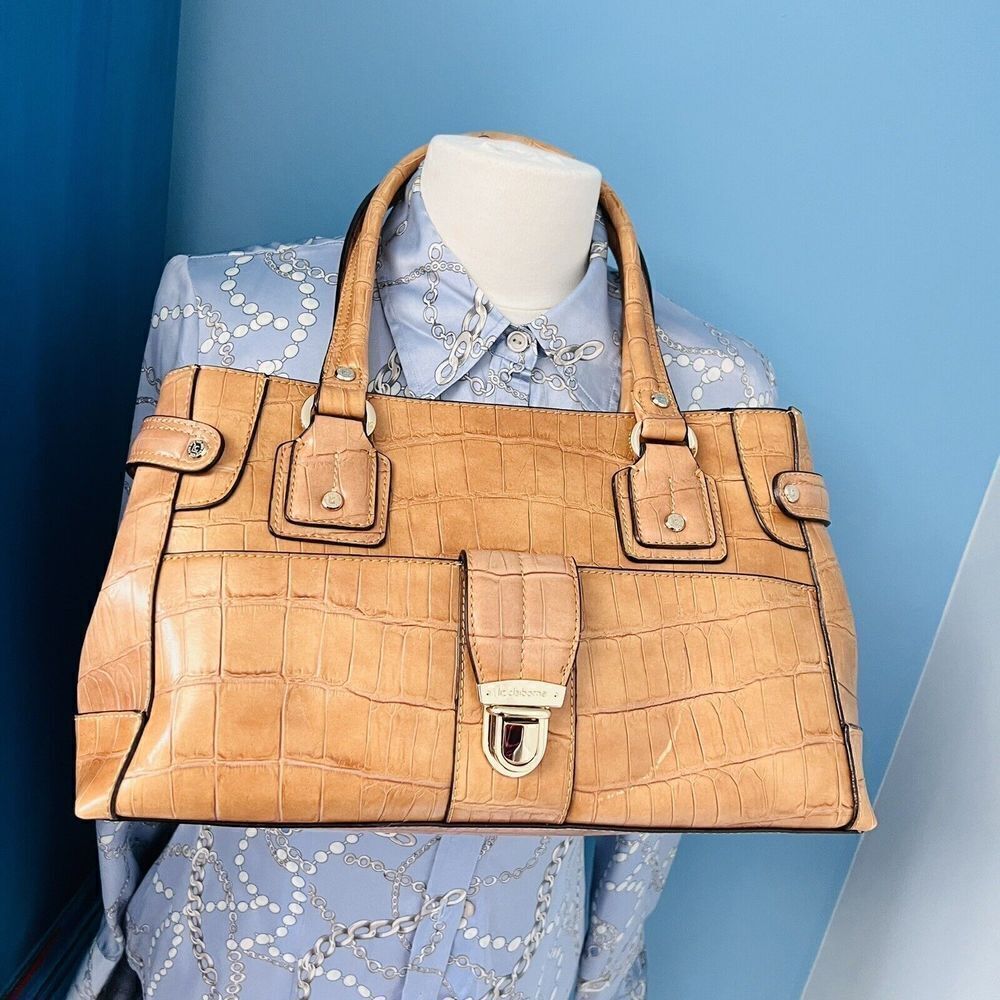 Liz Claiborne Brown Faux Leather Faux Crocodile Alligator Purse Shoulder Bag